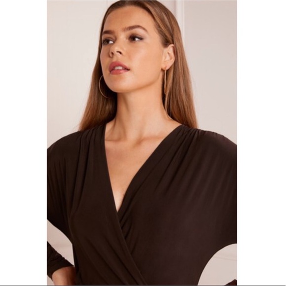 Lipsy Brown Wrap Bodysuit - Picture 4 of 14